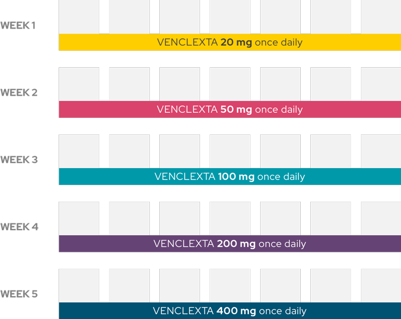 Chart showing dosing schedule of month 1