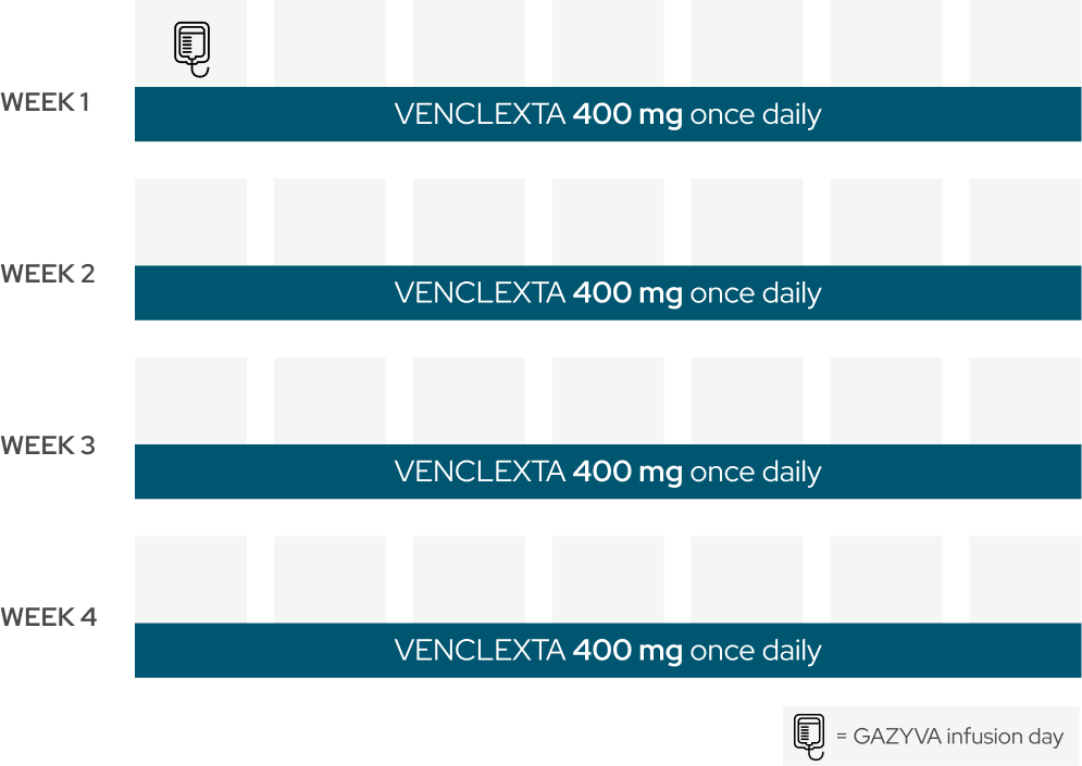 Chart showing dosing schedule of months 3 through 6